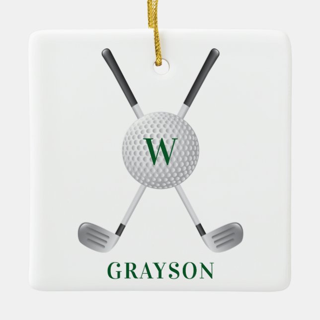 Golfmonogram  julgransprydnad keramik (Framsida)