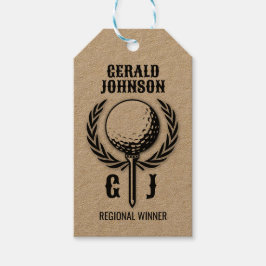 Golfmonogram med kransdesign presentetikett