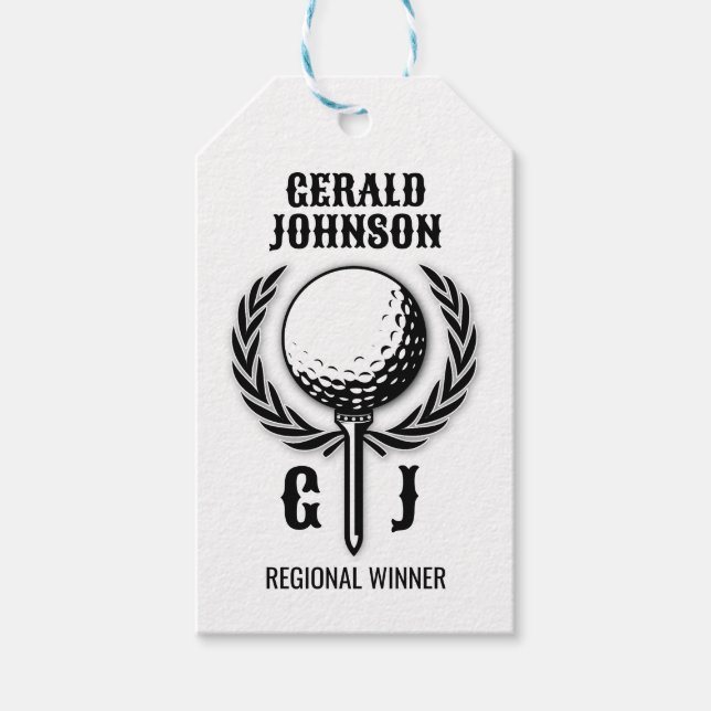 Golfmonogram med kransdesign presentetikett (Framsidan)