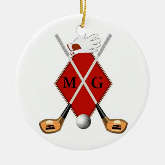 GolfMonogramprydnad Julgransprydnad Keramik (Framsidan)