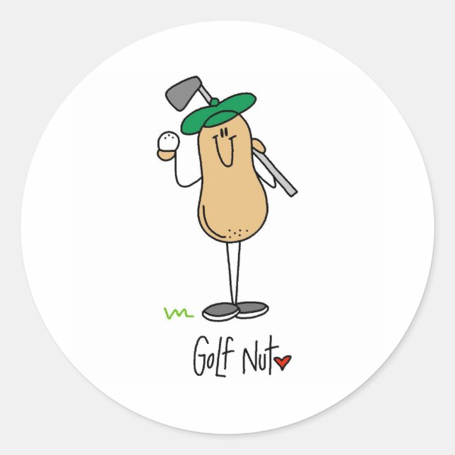 Golfnöt Runt Klistermärke (Framsida)