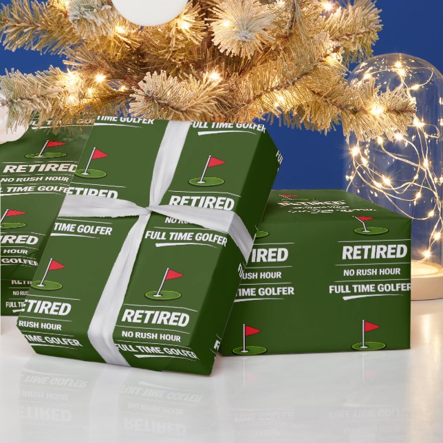 Golfpension tema golfboll på grönt presentpapper (Helgdagar)