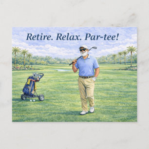 Golfpensionärsspel. Set. Pensionerad golfares minn Vykort