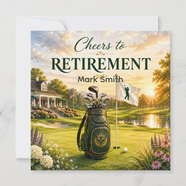 Golfpensionärstema för golfare på banan kort (Framsida)