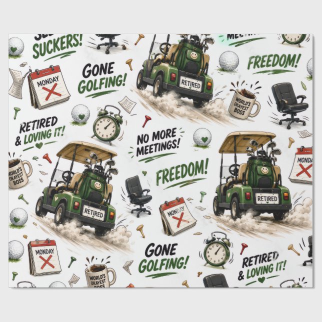 Golfpensionering tema för golfare presentpapper (Platt)