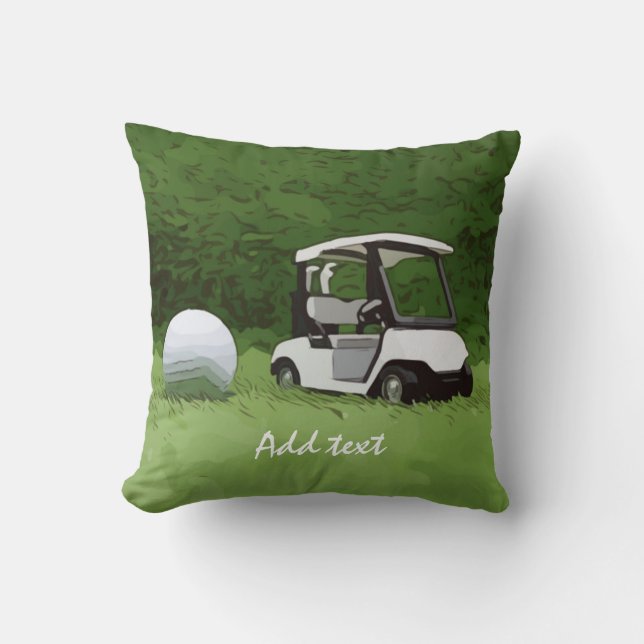 Golfplatta och golfplatta boll på grönt Golfer Kudde (Framsida)