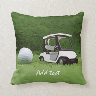 Golfplatta och golfplatta boll på grönt Golfer Kudde