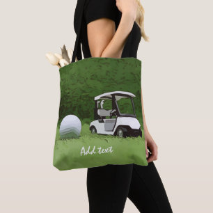 Golfplatta och golfplatta boll på grönt Golfer Tygkasse