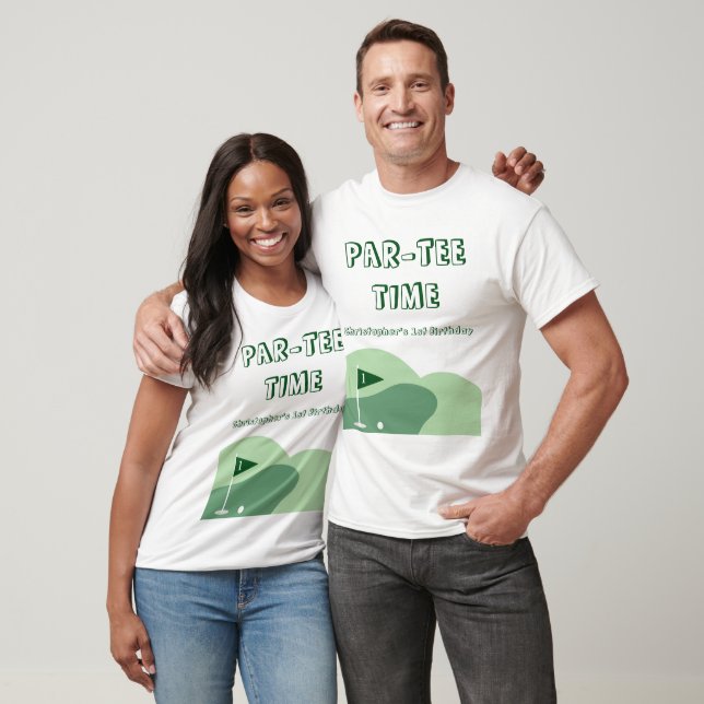 Golfpojken 1-års födelsedag föräldrar t shirt (Unisex)