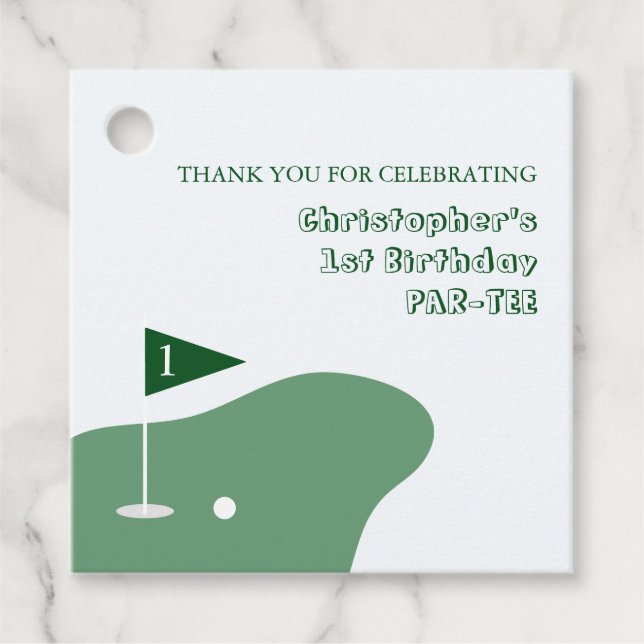 Golfpojken 1-årsdag gåvor etiketter (Framsida)