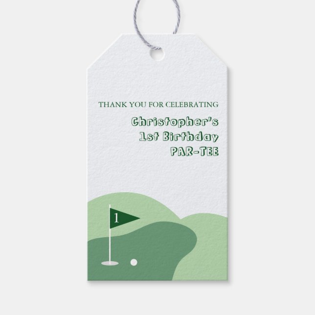 Golfpojken 1-årsdag presentetikett (Framsidan)