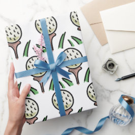 Golfpresent - Överdimensionella golfbollar på gyll Presentpapper