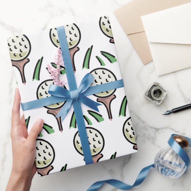 Golfpresent - Överdimensionerade golfbollar på gyl Presentpapper (Gifting)