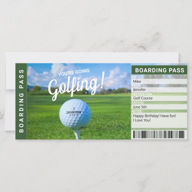 Golfpresentkort Boarding Pass (Framsida)