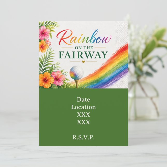 Golfregnbåge på fairway Pride Golf firande Inbjudningar (Stående Fram)