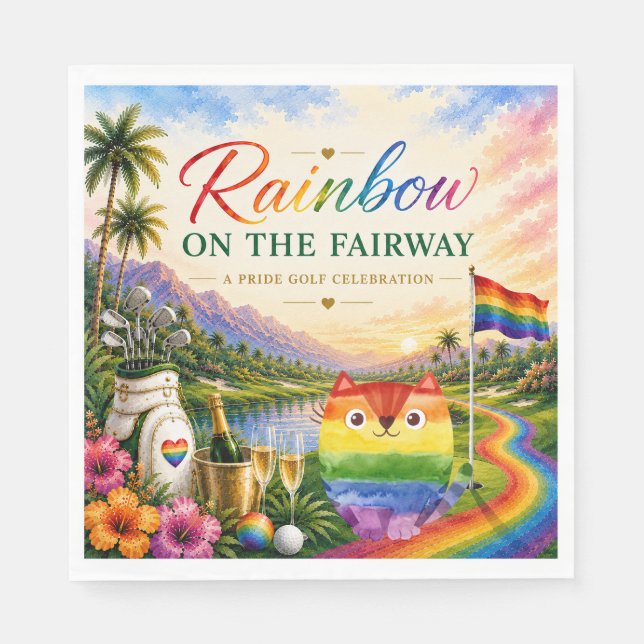 Golfregnbåge på Fairway Pride Golf-firande Pappersservett (Framsidan)