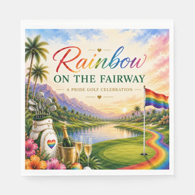Golfregnbåge på Fairway Pride-golf firande Pappersservett (Framsidan)