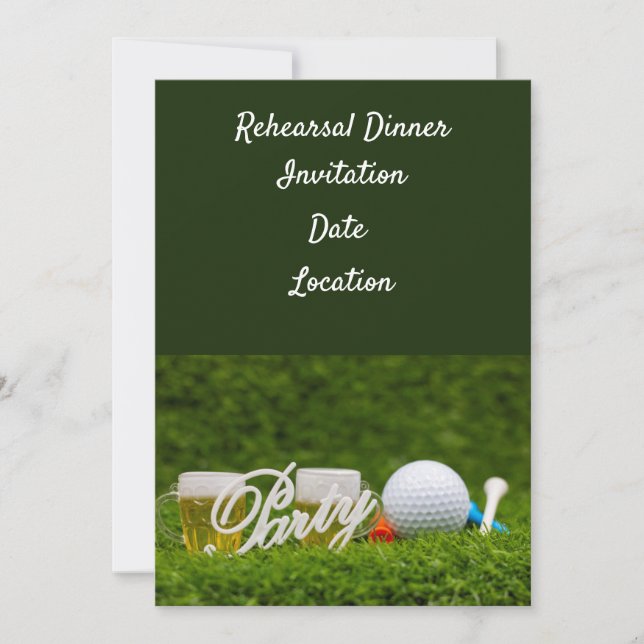 Golfrepetition Middag Invitation med boll & öl Inbjudningar (Framsida)
