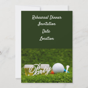 Golfrepetition Middag Invitation med boll & öl Inbjudningar
