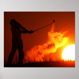Golfspel på solnedgången poster