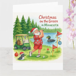 Golfspelande jultomten Golfar vid Minnesota sjöuts Kort