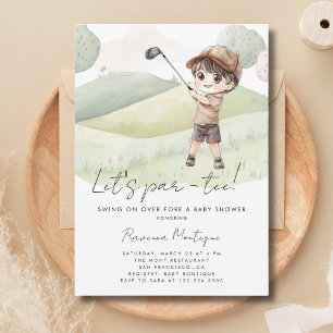 Golfspelande Pojke Låter Par-Tee Baby Shower Inbjudningar