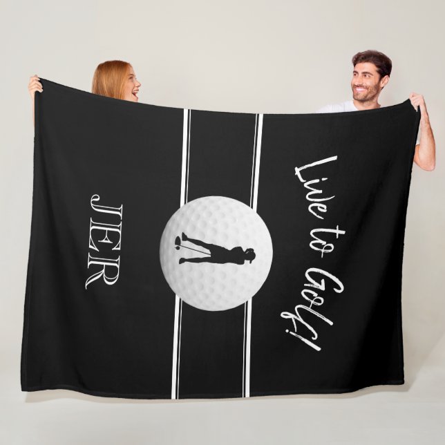 Golfspelare Dam Sport Svart & Vit Anpassad Monogra Fleecefilt (På plats)