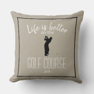 Golfspelare Golfbana Citat Monogram Golftäcke Taup Kudde