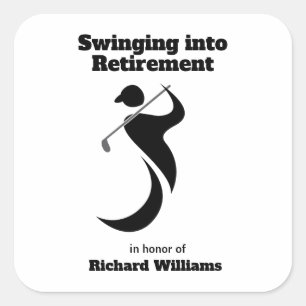 Golfspelare i pension party som byter modern stil fyrkantigt klistermärke