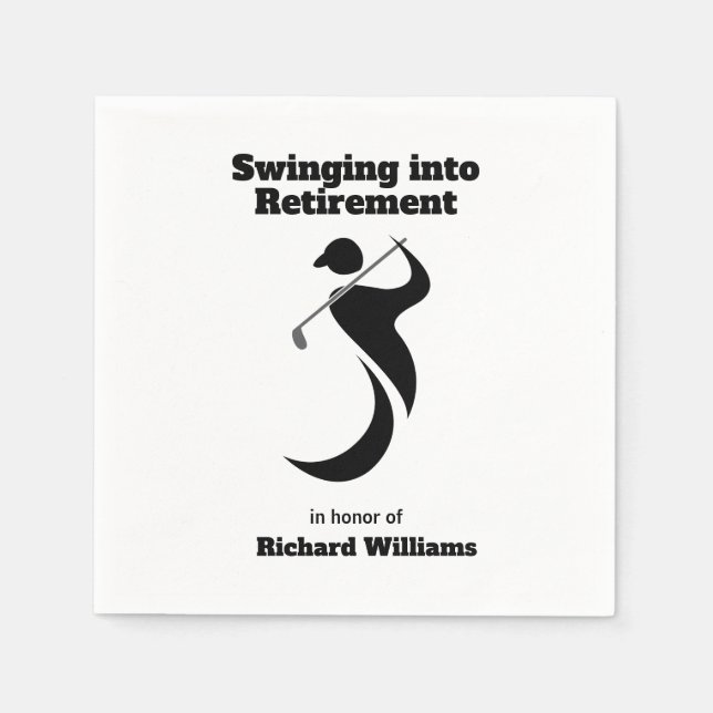 Golfspelare i pension party som byter modern stil pappersservett (Framsidan)