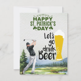 Golfspelare med öl och treklöver St. Patrick's Day Julkort