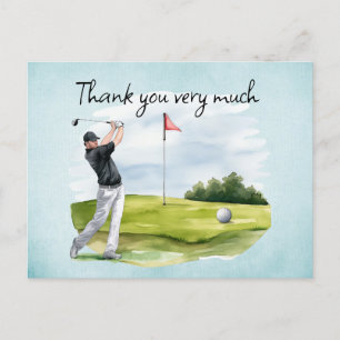 Golfspelare på golfbanan vykort