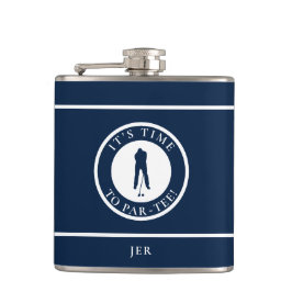 Golfspelare Par-Tee Rolig Golf Monogram Humor För Fickplunta