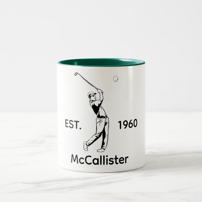 Golfspelare Personligt namn och år  Två-Tonad Mugg (Center)