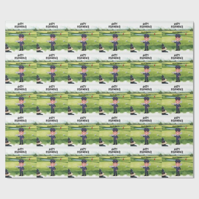 Golfspelare Pilot pensionering  Presentpapper (Platt)