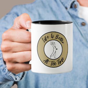 Golfspelare Tee-tid Humor Roligt Sport Puns Svart Mugg