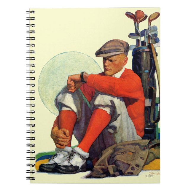Golfspelare väntar anteckningsbok med spiral (Framsidan)