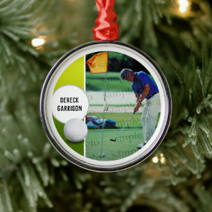 Golfspelarfoto  Anpassningsbar Julgransprydnad Metall