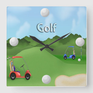 Golfspelet tar tid på fyrkantig klocka