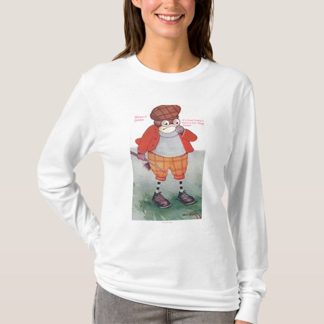 Golfspelugglan som noterar tystnad, är guld- tee shirt (Framsida)