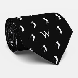 Golfswing Monogrammerade Initialer Svart och Vitt Slips