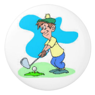 Golftecknadfigur på dörrknoppar och handtag