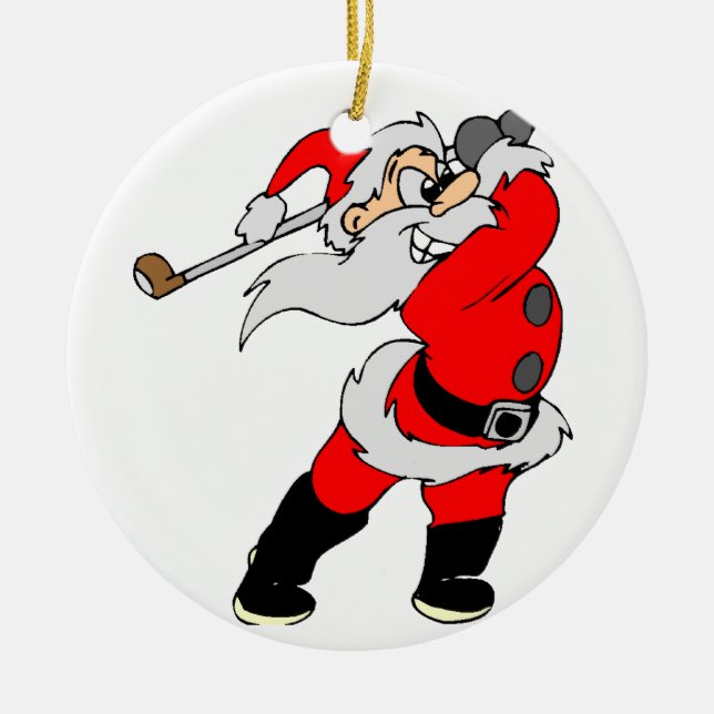 Golftecknadjul Santa Julgransprydnad Keramik (Framsidan)