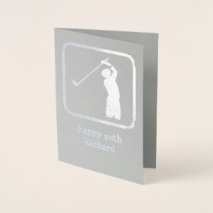 Golftema Silver-grafik med Anpassningsbar foto/tex Folierat Kort