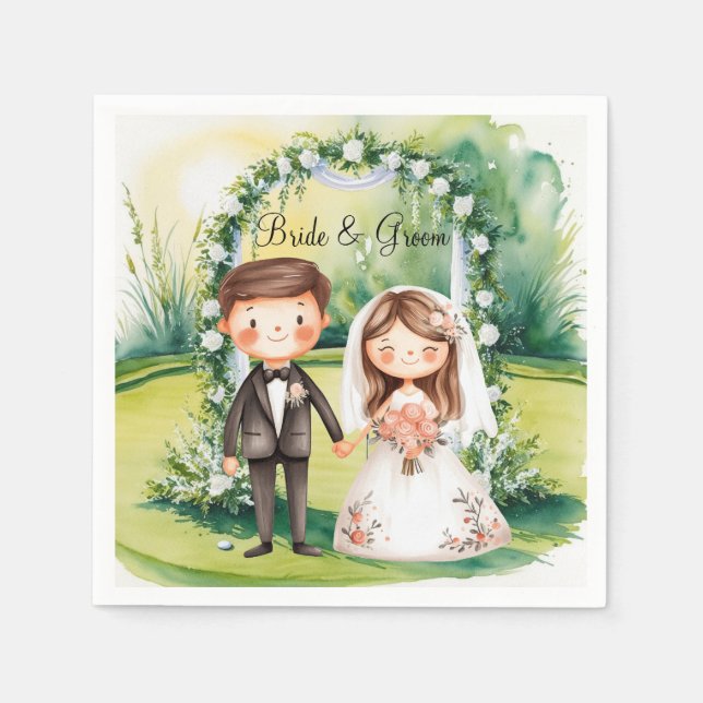 Golfteman för Golfters Bröllopsfest Pappersservett (Framsidan)