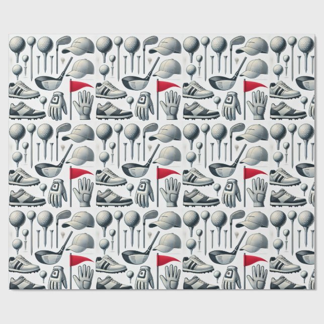 Golftemat med boll flagga-skor garanterar klubb go presentpapper (Platt)