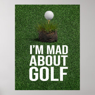 Golftext jag är och om golf på grön gräs poster