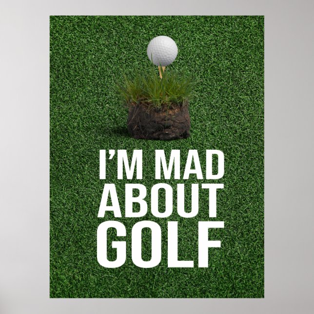 Golftext jag är och om golf på grön gräs poster (Framsidan)