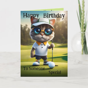 Golftid: Lustigt Cat Golf Player, födelsedagskort Kort