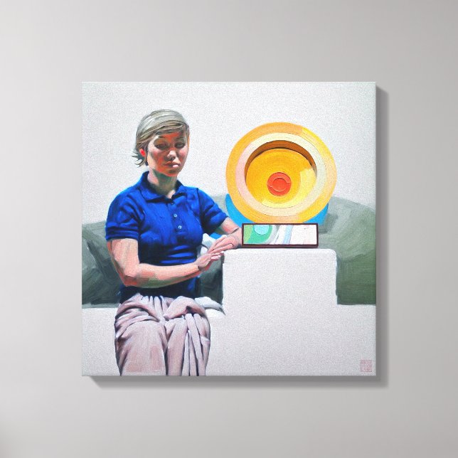 Golftrofi - omformad teckning av arbetsyta canvastryck (Framsida)